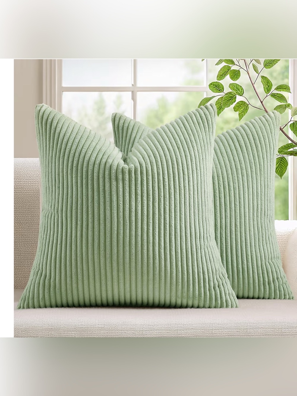 Soft Ribbed Accent Pillow - Sage Green